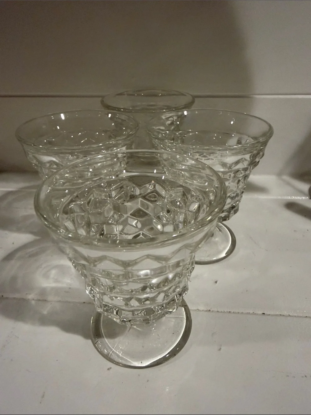 Fostoria Vintage Clear Textured Glass stems - Set of 4